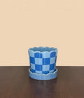 Blue Checkered Planter